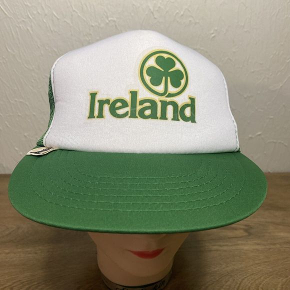 Vintage Shandon Headwear Ireland Hat Cap Irish Clover Mesh Foam Snapback Trucker - Picture 2 of 16